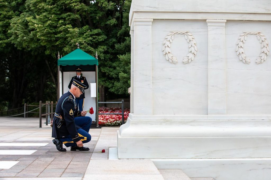 SFC lays roses at the Tomb of the Unknown Soldier
