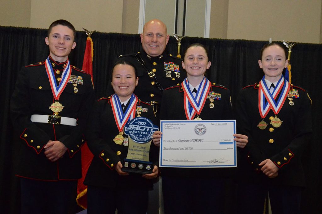 Granbury HS MCJROTC with trophy