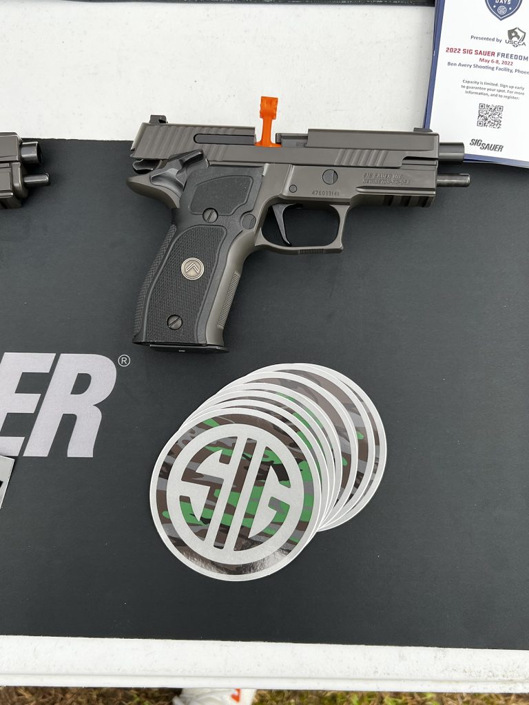 Sig Sauer pistol on display