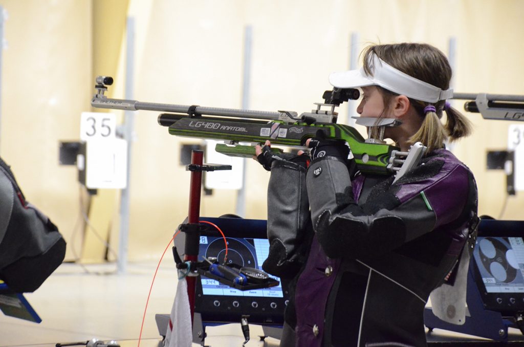 Caroline at practice shooting downrange