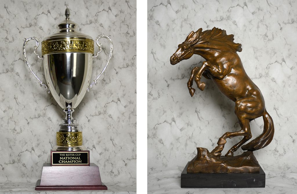 CMP's new Pistol Trophies - The Reiter Cup National Champion Trophy, left, and the TD Smith III Trophy, right.