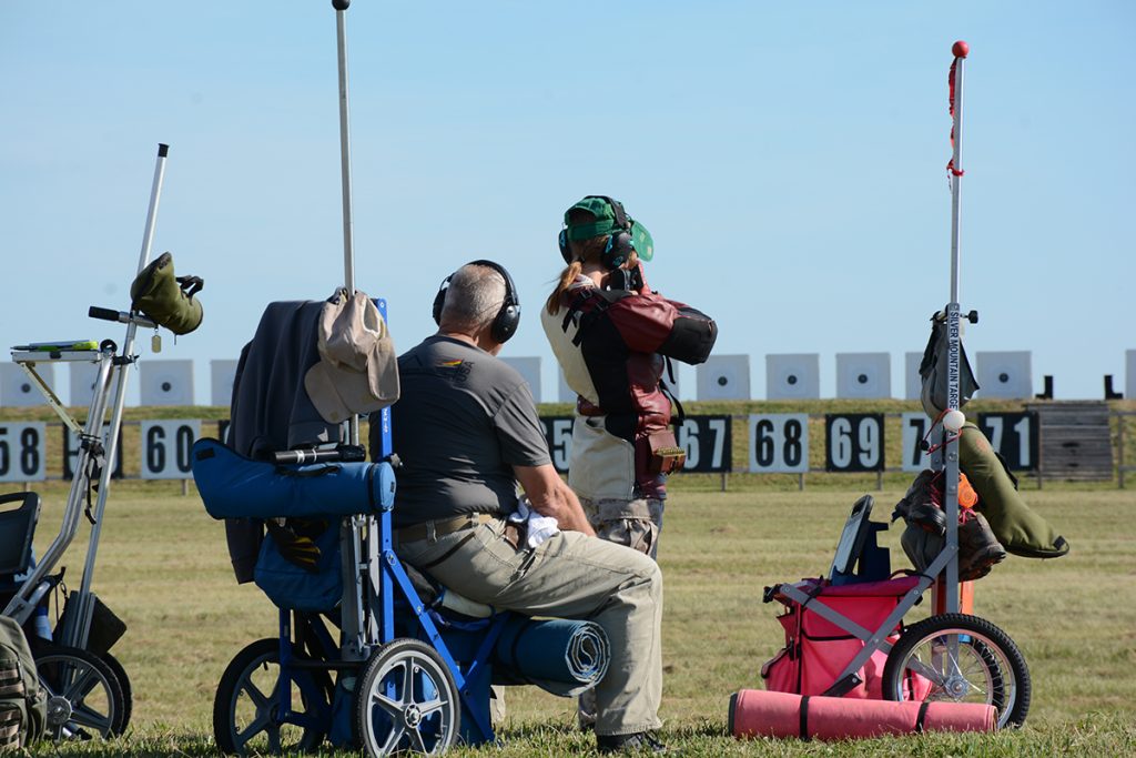 Junior firing downrange at the CMP's electronic targets