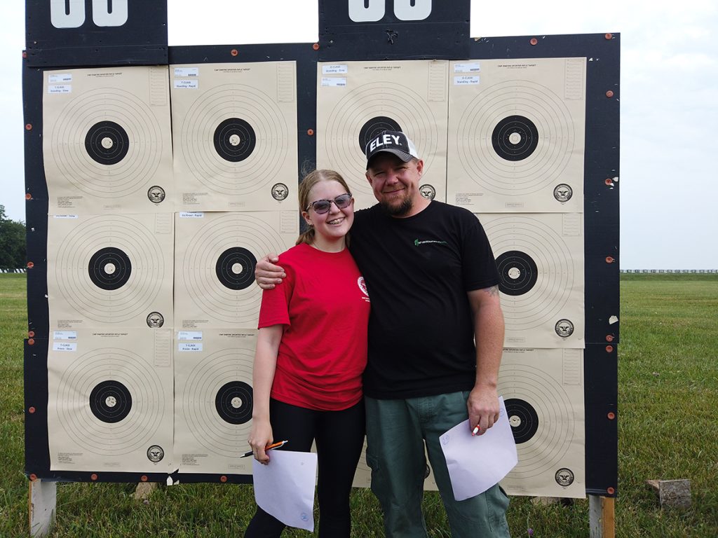 Claudia with her dad after the Rimfire Sporter Match.