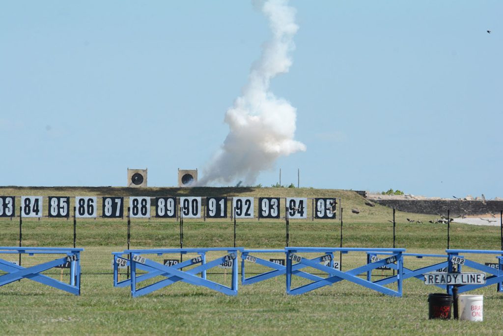 Simulated explosions downrange marked the ceremonial First Shots.