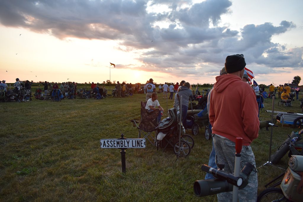 A crowd of competitors gathered at the National Matches.