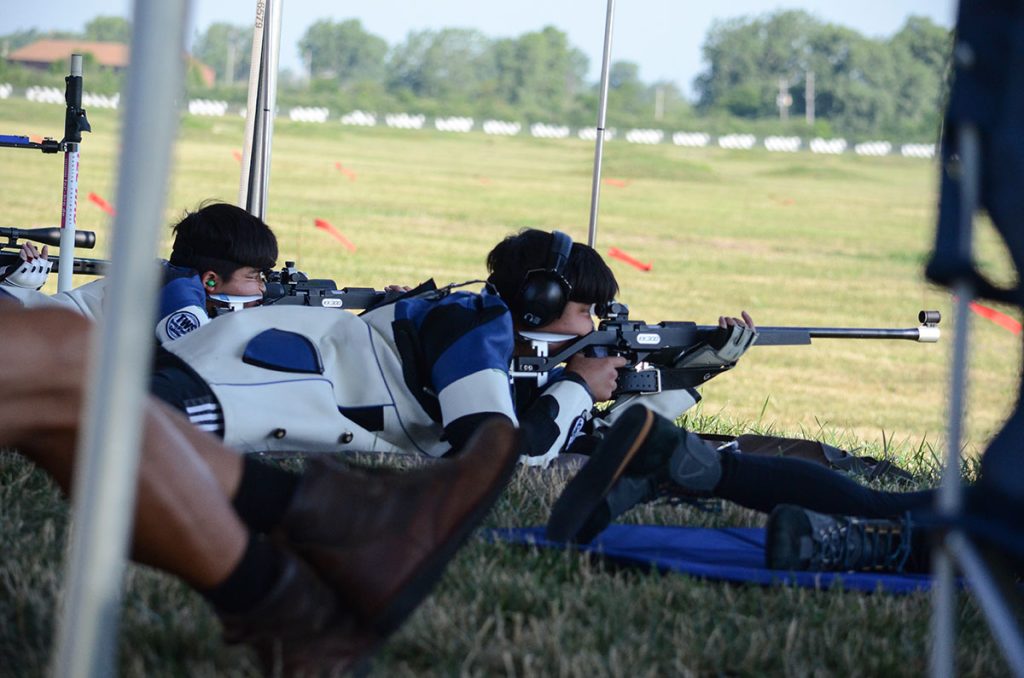 Ryan and Tyler shooting outdoor smallbore in the prone position.