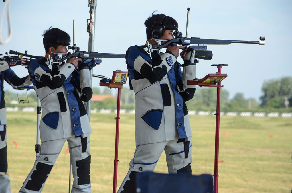 Ryan and Tyler as viewed from the front in the standing position during the outdoor smallbore match.