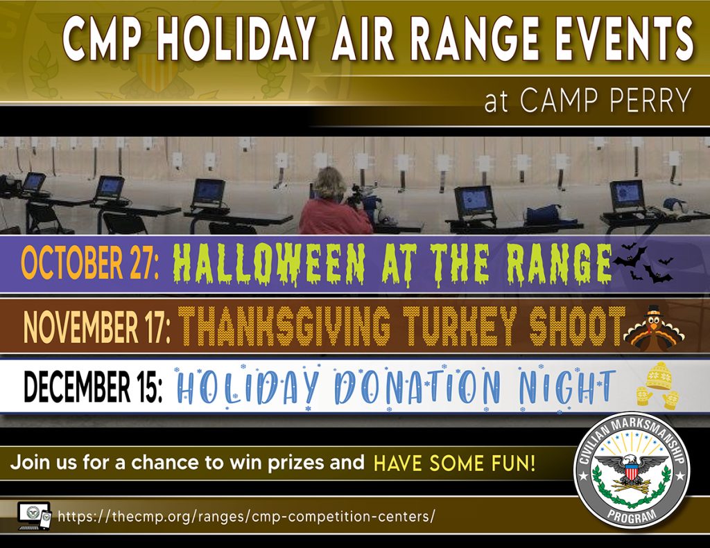 Graphic displaying the dates of holiday events held at the air gun range