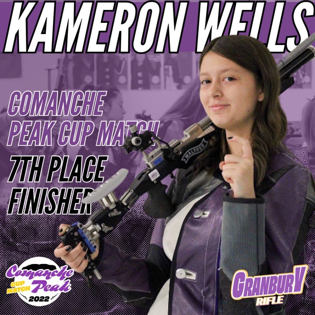 A graphic of Kameron Wells displaying her seventh place finish in the final.