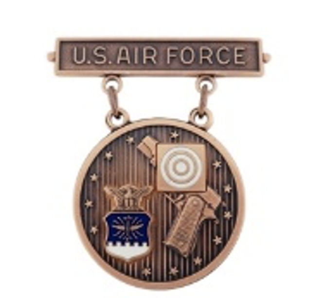 A close-up of the United States Air Force Excellence in Competition badge.