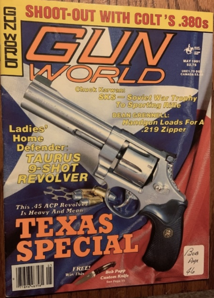 The cover of Gun World magazine, May 1991 edition. The "Texas Special" revolver is featured on the front.