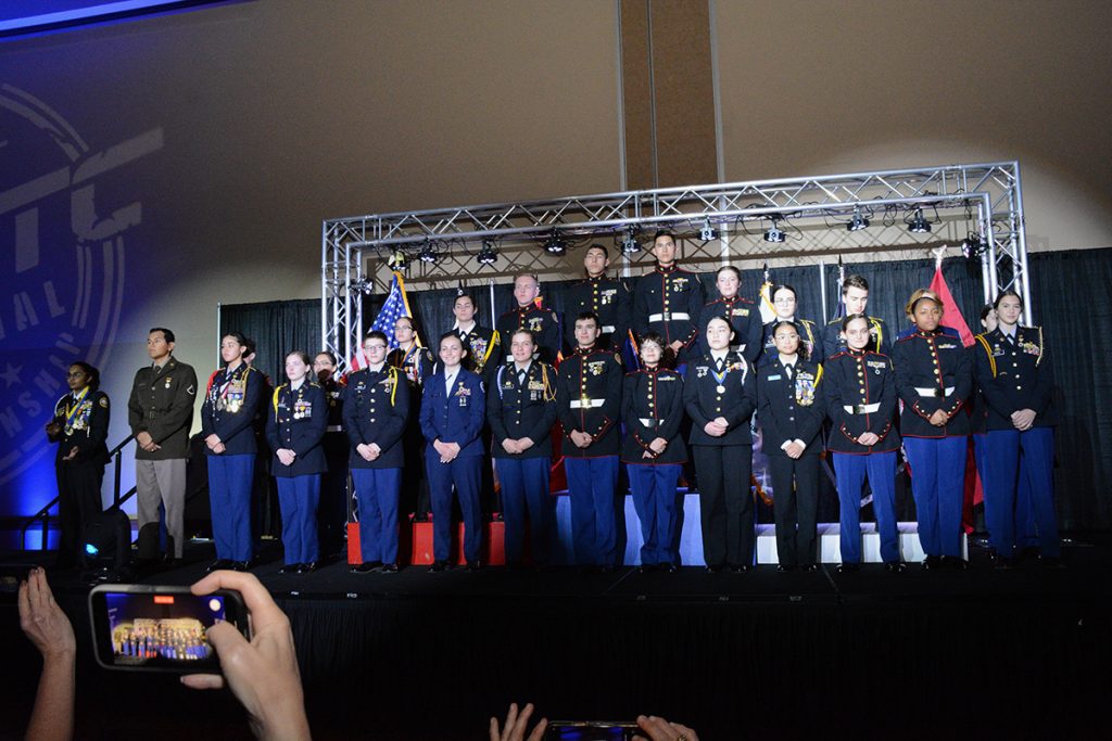 The group of athletes who received their Junior Distinguished badges.