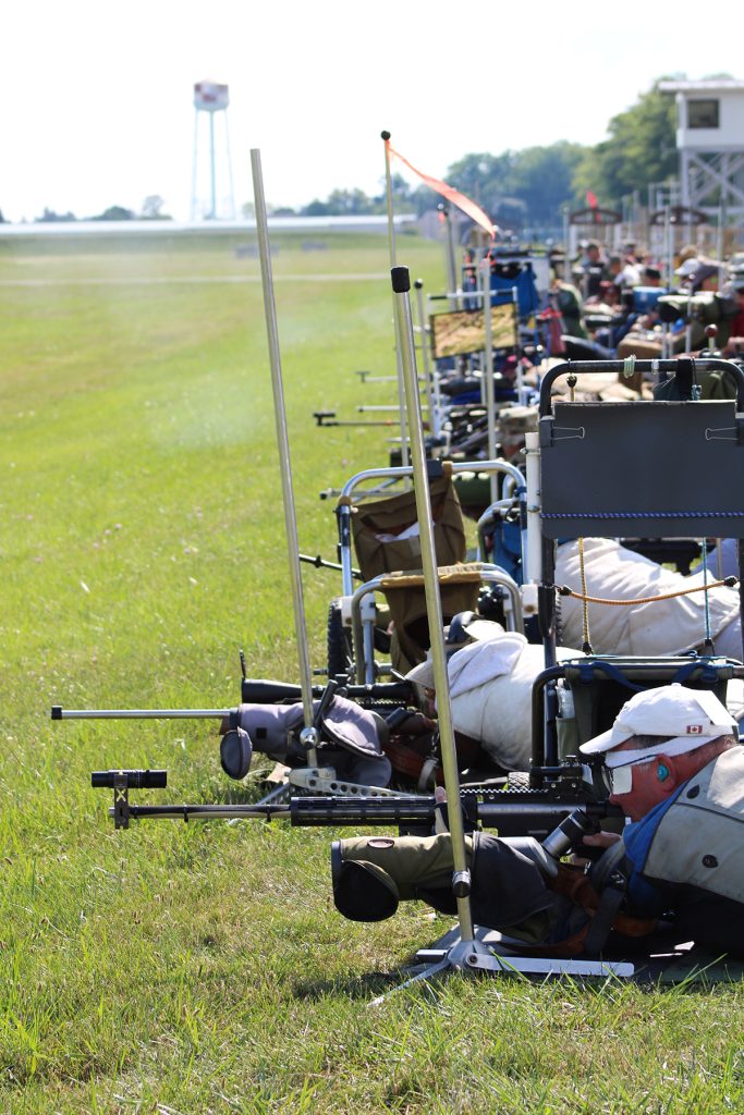 Line of competitors firing in prone during the CMP Long Range National Matches.