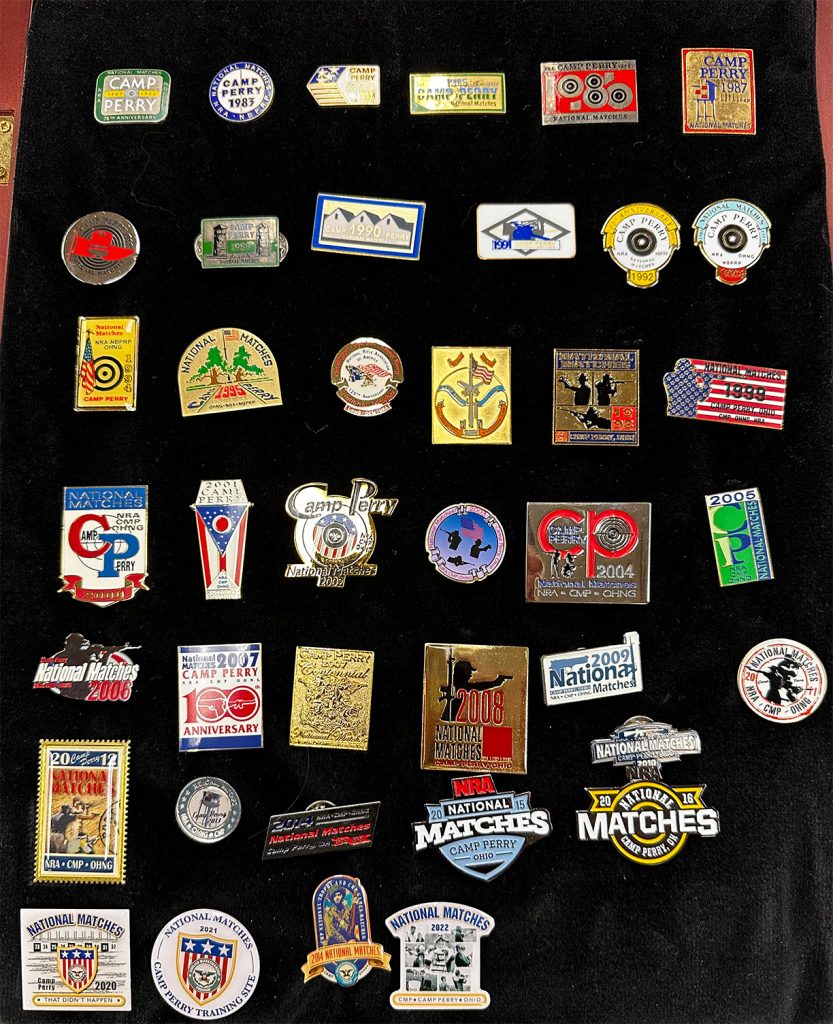 Pat's collection of National Match Pins.