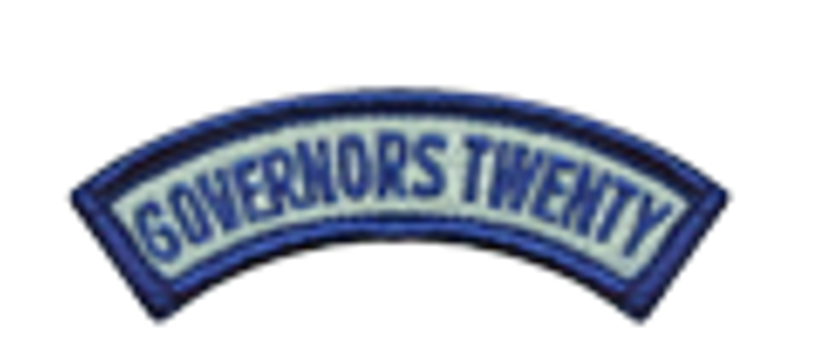 Governor's Twenty tab, a smaller blue arch with a dark blue border and lettering, and a light blue background.
