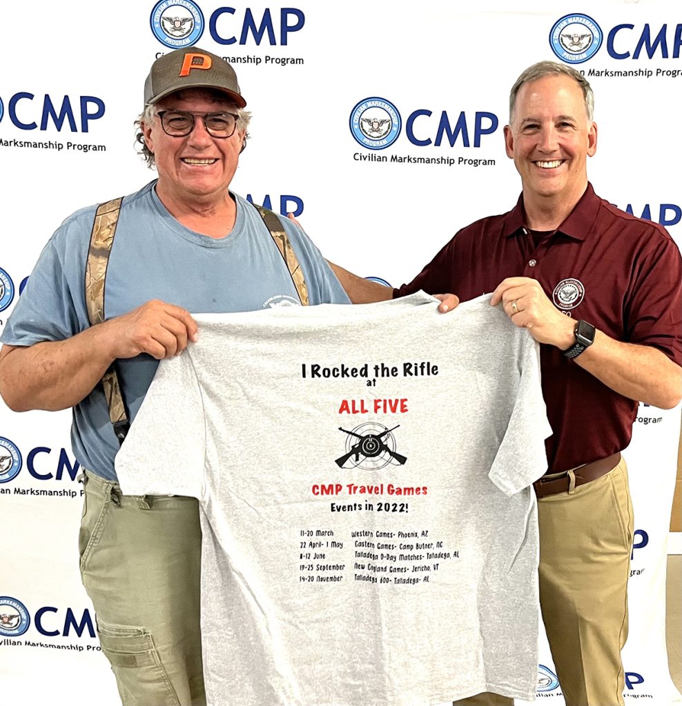 Jeff Norris, of Saint Petersburg, FL, was awarded a special T-Shirt for competing in all the CMP Travel Games last year. He attended all five – Western Games, Eastern Games, Talladega D-Day, New England Games and Talladega 600.