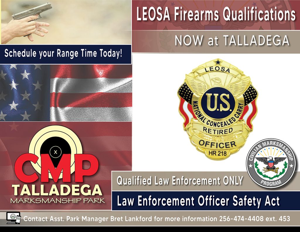 New LEOSA Firearms Qualification now held at the CMP Talladega Marksmanship Park.