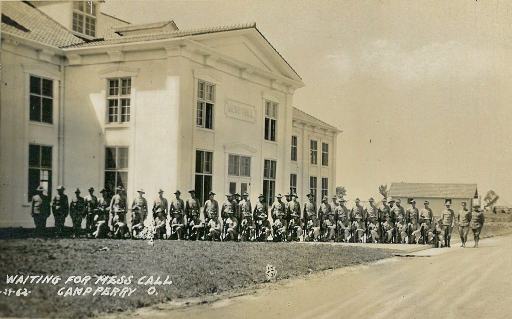 Soliders assembling at the Mess Hall (1915).