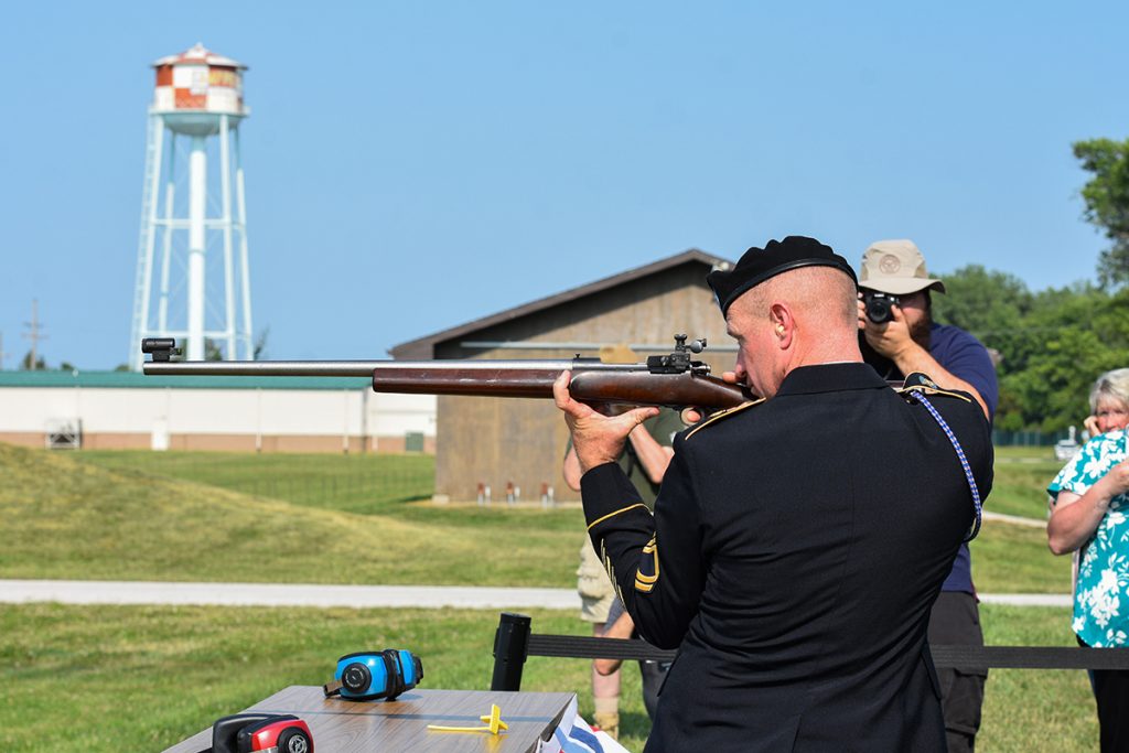 Sgt. 1st Class Brandon Green, USA, fired the First Shot to officially open the 2023 National Matches at Camp Perry.