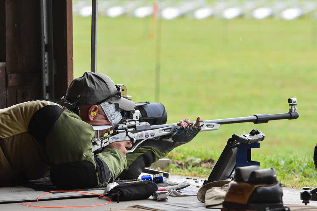 Smallbore competitor firing down range.