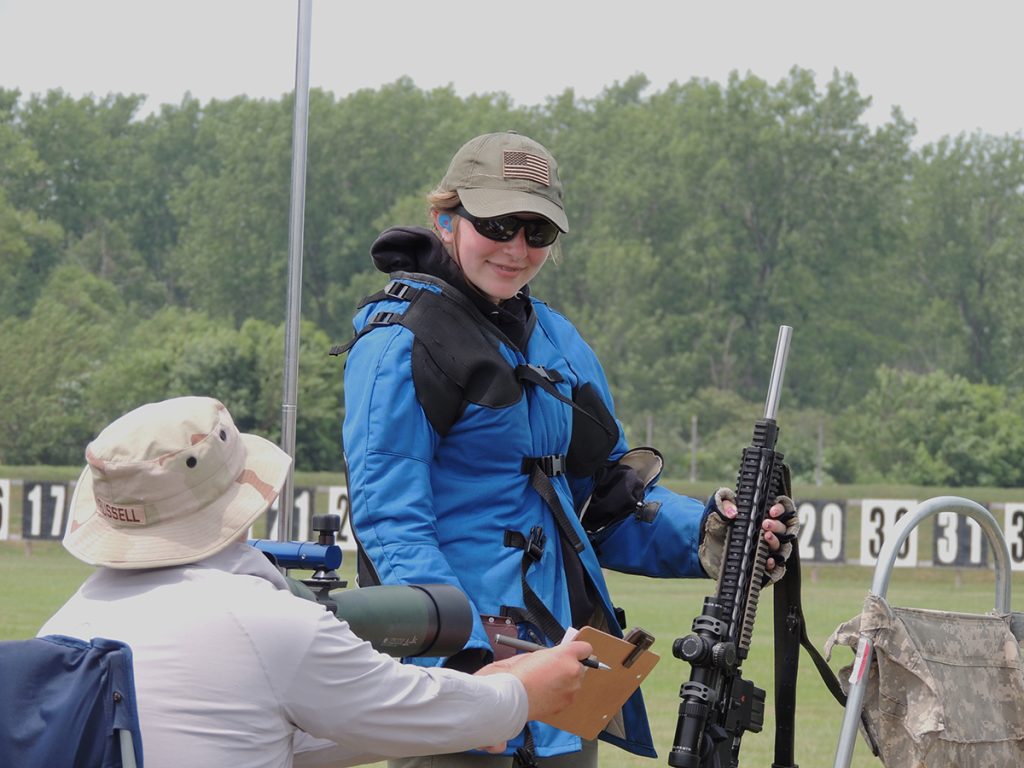 A junior smiles between shots during the National Trophy Junior Team Match.