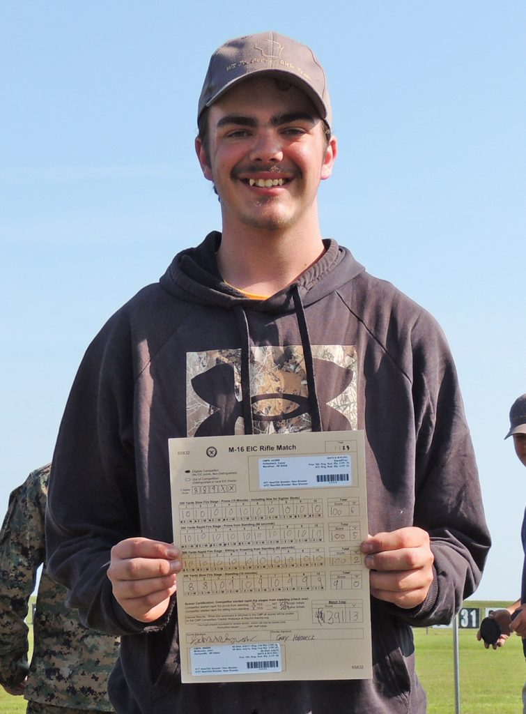 Casey with his M16 EIC Match scorecard