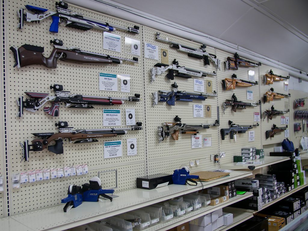 Display of smallbore and air rifles.