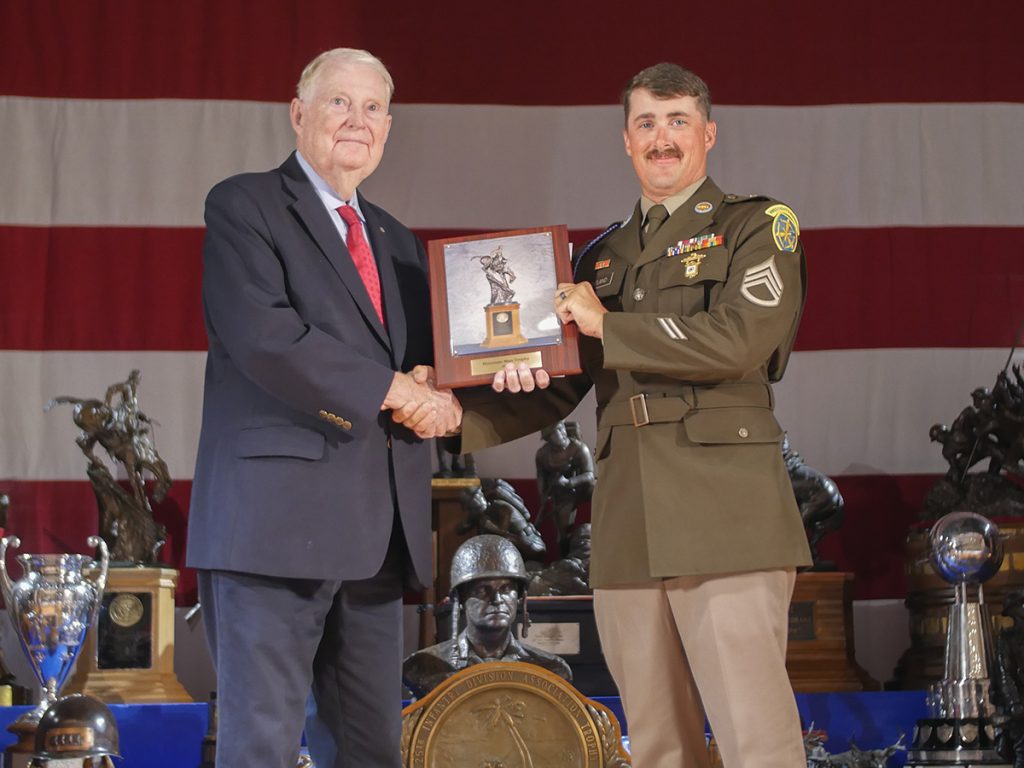 Staff Sgt. Ben Cleland earned the Mountain Man Trophy plaque.