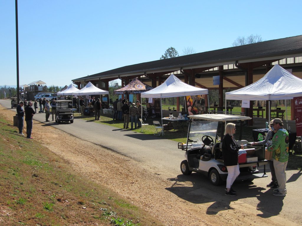 Booths on display at the range.