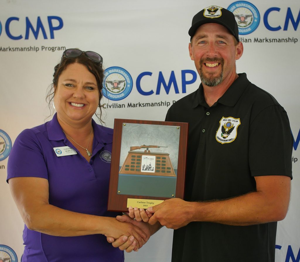 Brian Williams with M1 Carbine Match award plaque.