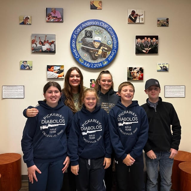 The Pickaway Diabolos youth-oriented rifle club poses at the Gary Anderson CMP Competition Center.