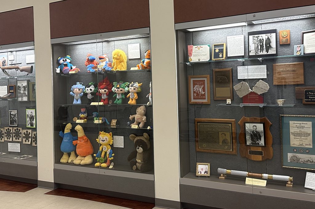 Several displays are available at the Gary Anderson CMP Competition Center. These displays include items from the career of Olympian and CMP's Director Emeritus Gary Anderson.