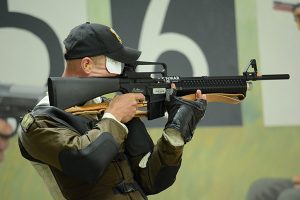 Competitors in the AiR 15 Challenge fire AR-type rifles. The rifles are available on loan from the CMP, so anyone may have the opportunity to compete. 