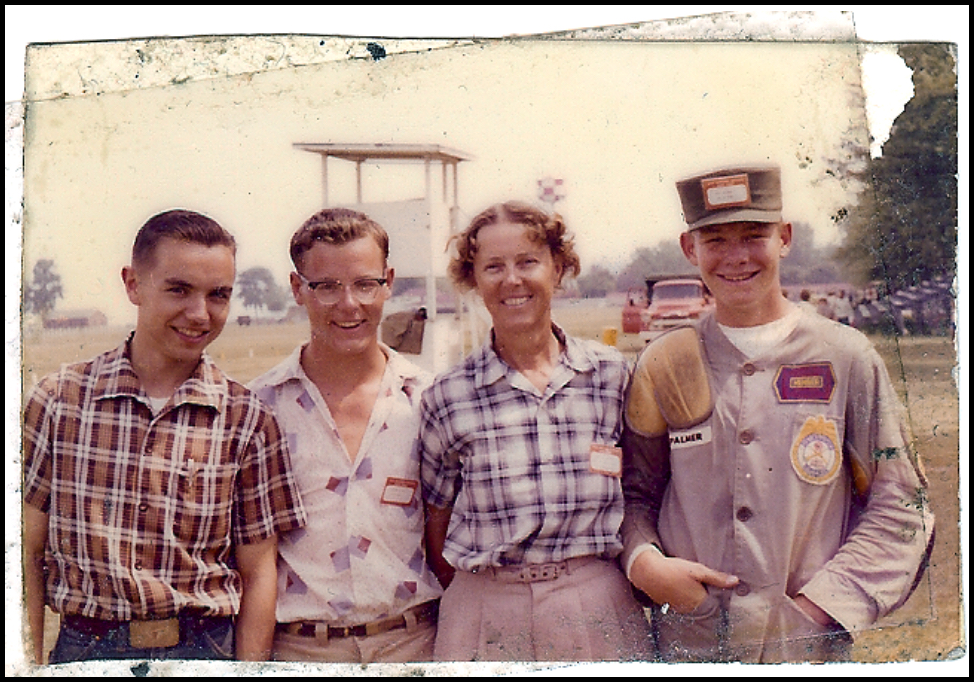 Jim (far left) was close with the first Distinguished female, Ann Bull (second from right), and her son, Lee (second from left). 