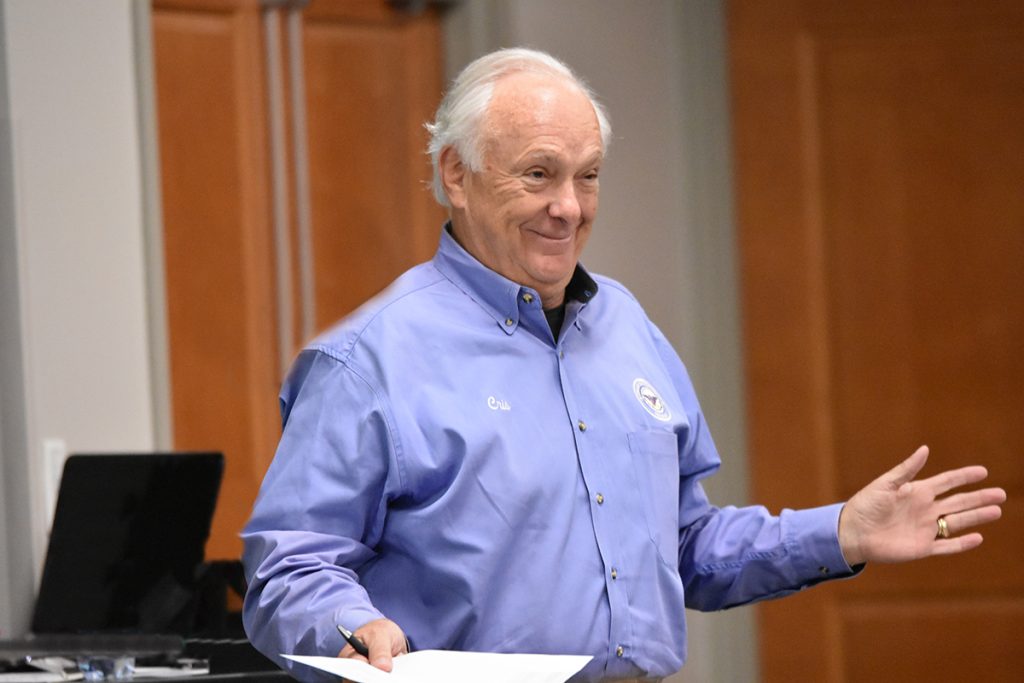 CMP Board member Cris Stone addressed the group during the bi-annual meeting at Talladega. Photo credit: Randy Shikashio, Idaho State Director