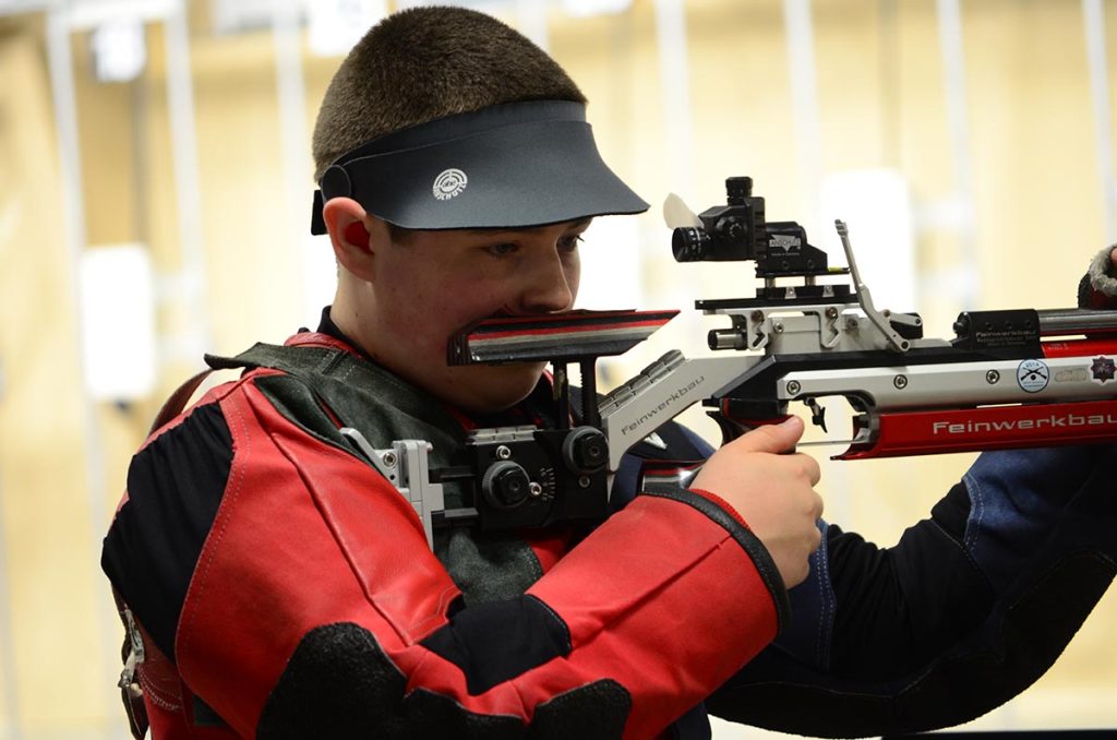 Daniel Enger, 16, of Walla Walla High School, WA, concentrates during the Final. Enger earned a bronze medal on Day 1 and earned the gold medal on Day 2. His individual score of 1283.2 was enough to be named the 2015 JROTC Precision Individual Champion. 