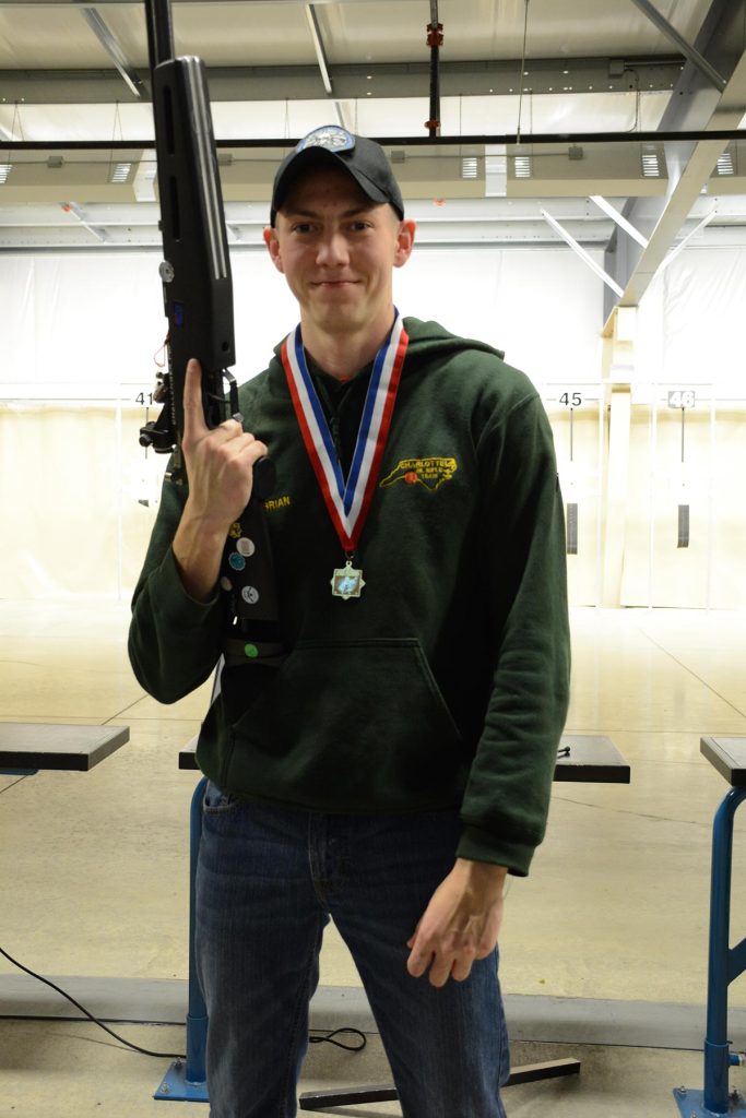 Brian Hampton, 17, of Fort Mill High School MCJROTC, SC, was the overall Sporter Individual Champion. On his way to victory, Brian set three Marine Corps JROTC national records.