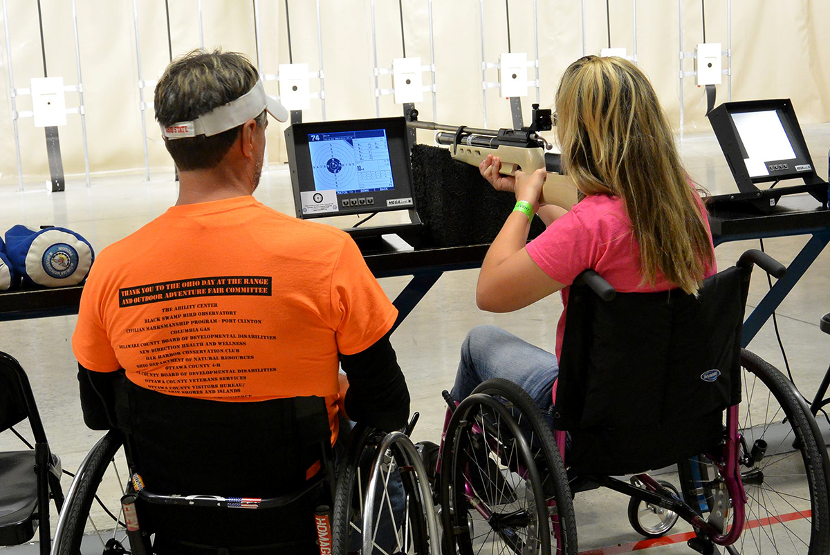 Taylor Farmer and Greg Drown met for the first time at the 2015 Ohio Day at the Range, where families, friends and those with disabilities come together to participate in fun outdoor activities. The CMP offered air rifle at the Gary Anderson CMP Competition Center during the event.