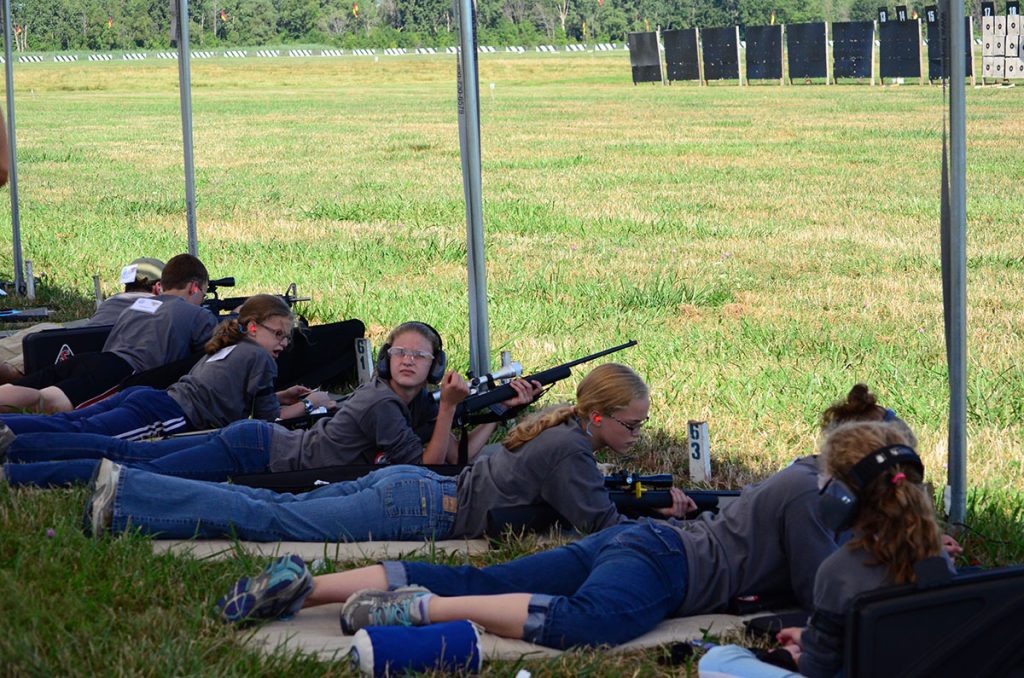 All of the six McChesney children fired side-by-side on the firing line during the Rimfire Sporter Match. From bottom right corner: Julia, Cheri, Bria, Judi, Heidi, Jimmy