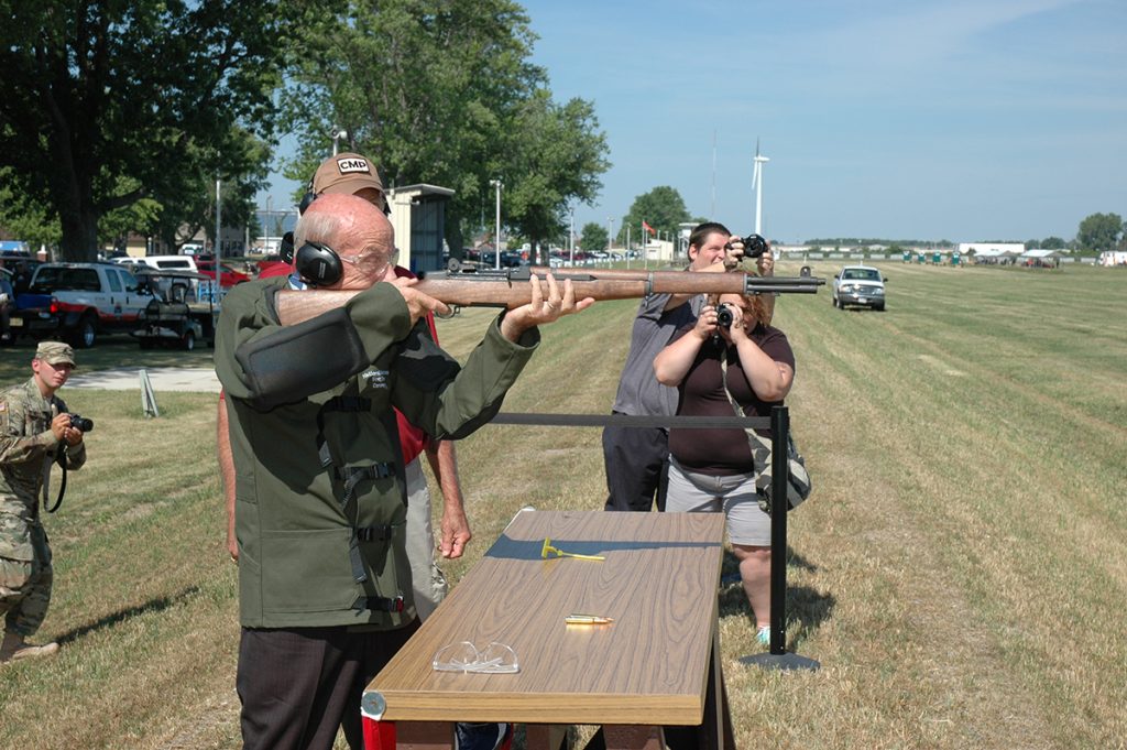 Firing the ceremonial first shot downrange this year to officially open the National Matches was CMP Board member, Oscar Mahlon Love. View our video highlighting the First Shot Ceremony at http://youtu.be/CtUXH9WQpWU.