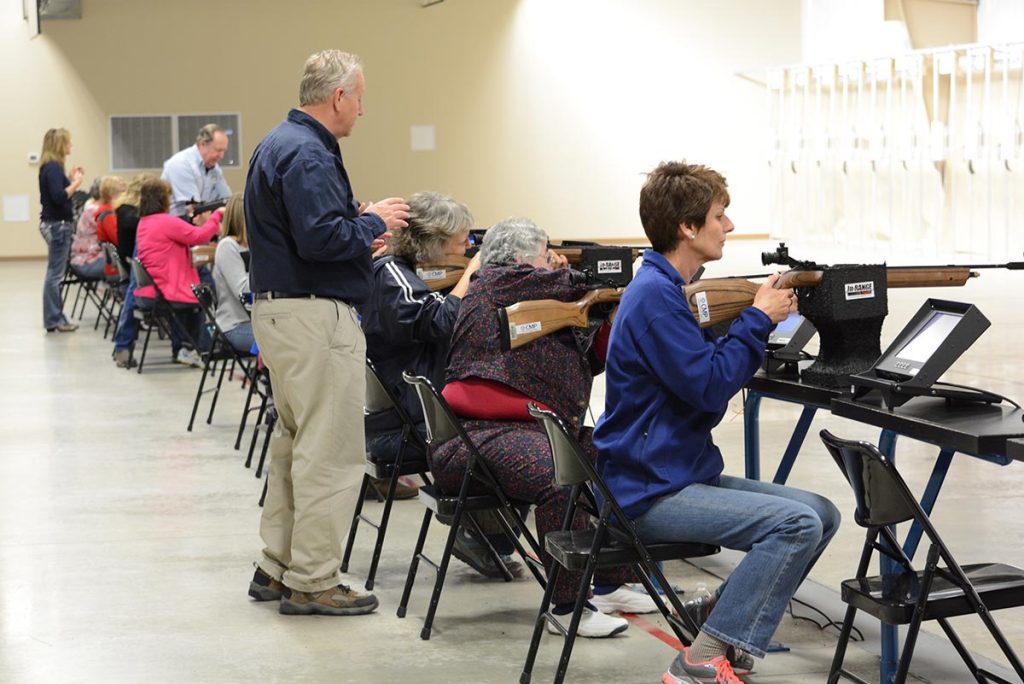 After the short educational classroom portion, the women joined in the air rifle range for a safety briefing and a little time on the firing line.
