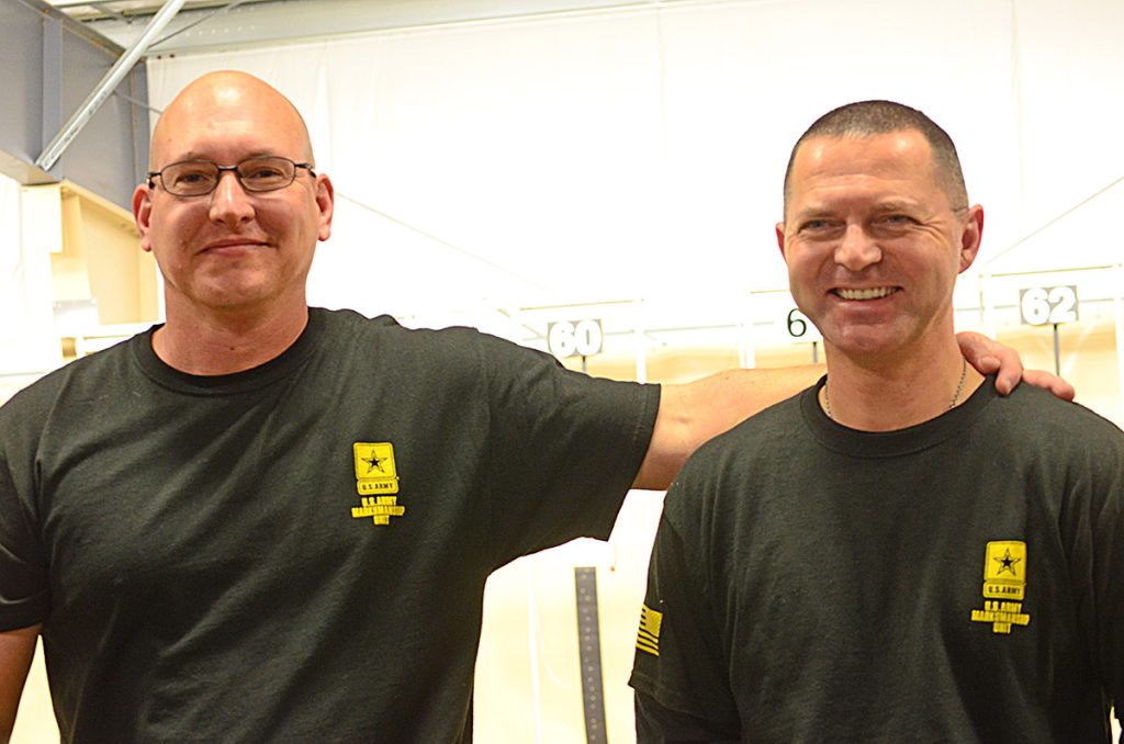 James Henderson (left) and Greg Markowski (right) were the final two competitors in the pistol competition. In the end, Henderson came out on top.