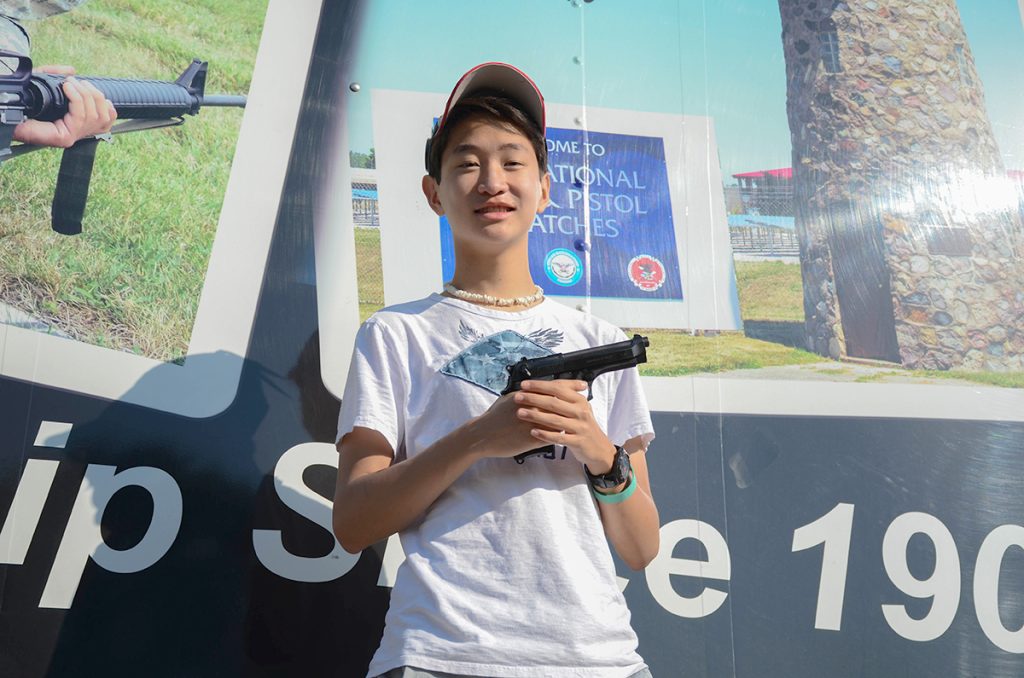 Junior Sam Kwon was the overall winner of the M9 EIC Match during the Small Arms Firing School.