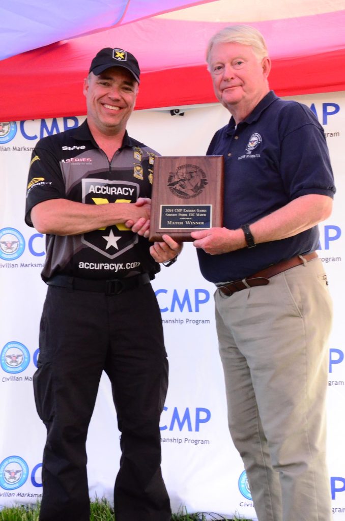 Huff has attended many CMP events, including the National Matches at Camp Perry. He also has multiple Presidents 100 tabs in both rifle and pistol and is the world’s only six-time Distinguished shooter: Rifle, Pistol, Revolver, Open, Metallic and Production Action Pistol. 