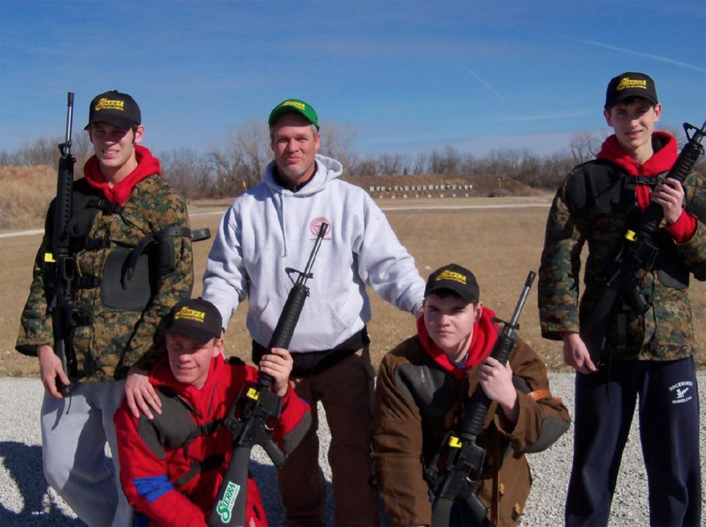 Millcreek Rifle Club Junior HP Shooters Team Top Row: Camron McGovern, Coach Van Dyke, Aaron McGovern Bottom Row: Logan Thomas, Cody Van Dyke 