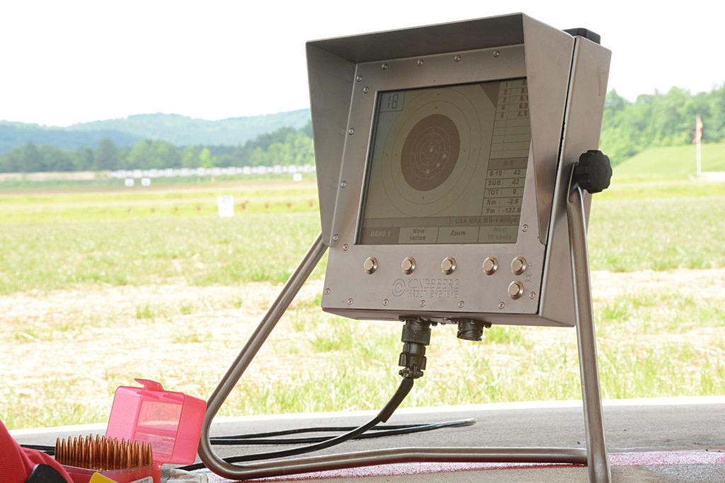 Each firing point is equipped with a state-of-the-art electronic target. Once fired upon, a monitor placed beside each shooter instantly displays scores and wipes them clear when finished – eliminating the need to change paper downrange or to pull pits.
