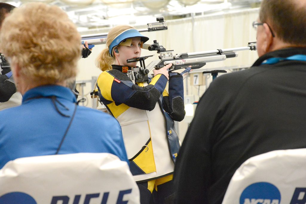 At the 2016 NCAA National Championship in Akron, Ohio, Ginny Thrasher was the first freshman in history to sweep both the Smallbore and Air Rifle competitions. Now, she will be representing her school and her country as a member of the 2016 Olympic team heading to Rio in August.