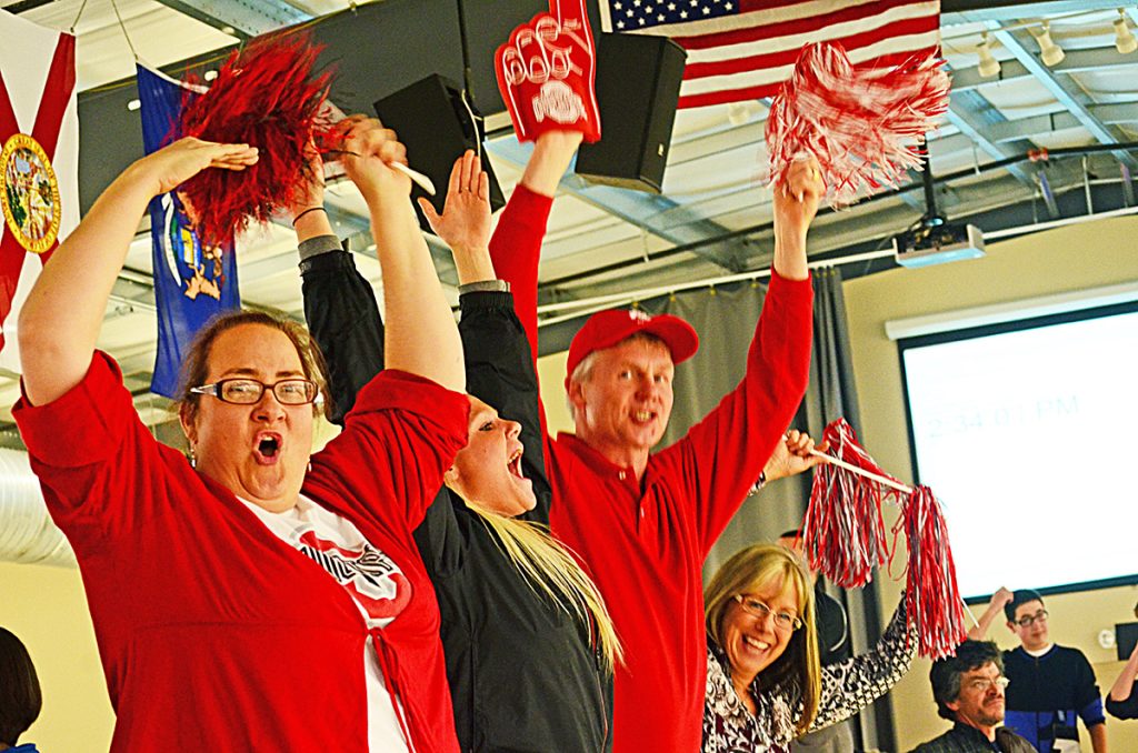 The Ohio State University fans waved poms poms and foam fingers during the event, as well as took the time to pose for the university’s signature O-H-I-O.