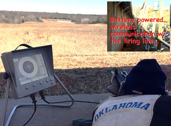 Shots are instantly displayed on a monitor beside each shooter using the electronic targets, just as they are on the firing line at the Talladega Marksmanship Park in Alabama. 
