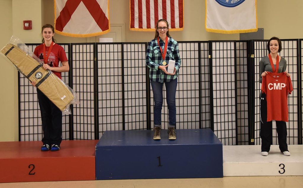 Elizabeth Marsh earned the first place spot in the Junior Rifle Match, followed closely by Sarah Osborn (who won the team competition with Sarah Beard). Claire Zanti landed in third place after an impressive performance throughout the weekend.